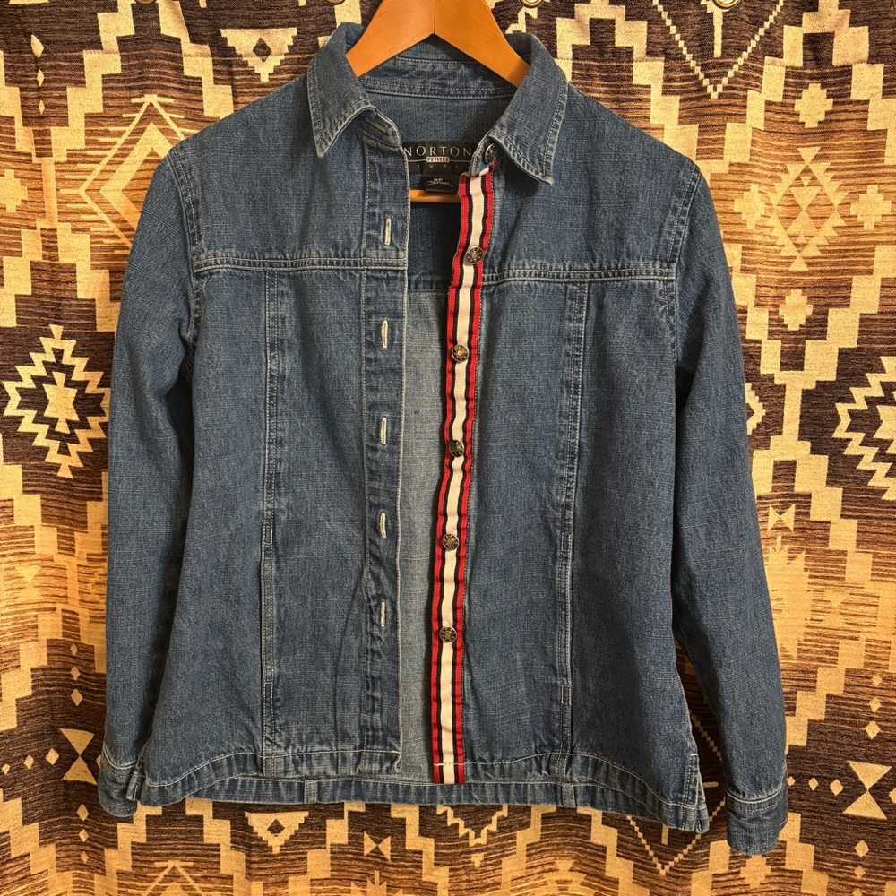 Norton Studio Petites Denim Jacket Button Up Size 6P, 100% Cotton